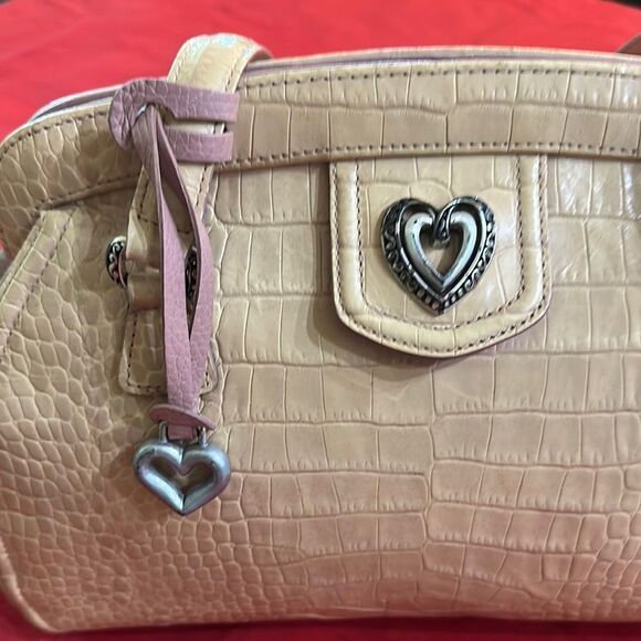 Brighton Heart Charm Beige and Pink Crocodile-Embossed Handbag - Picture 5 of 13